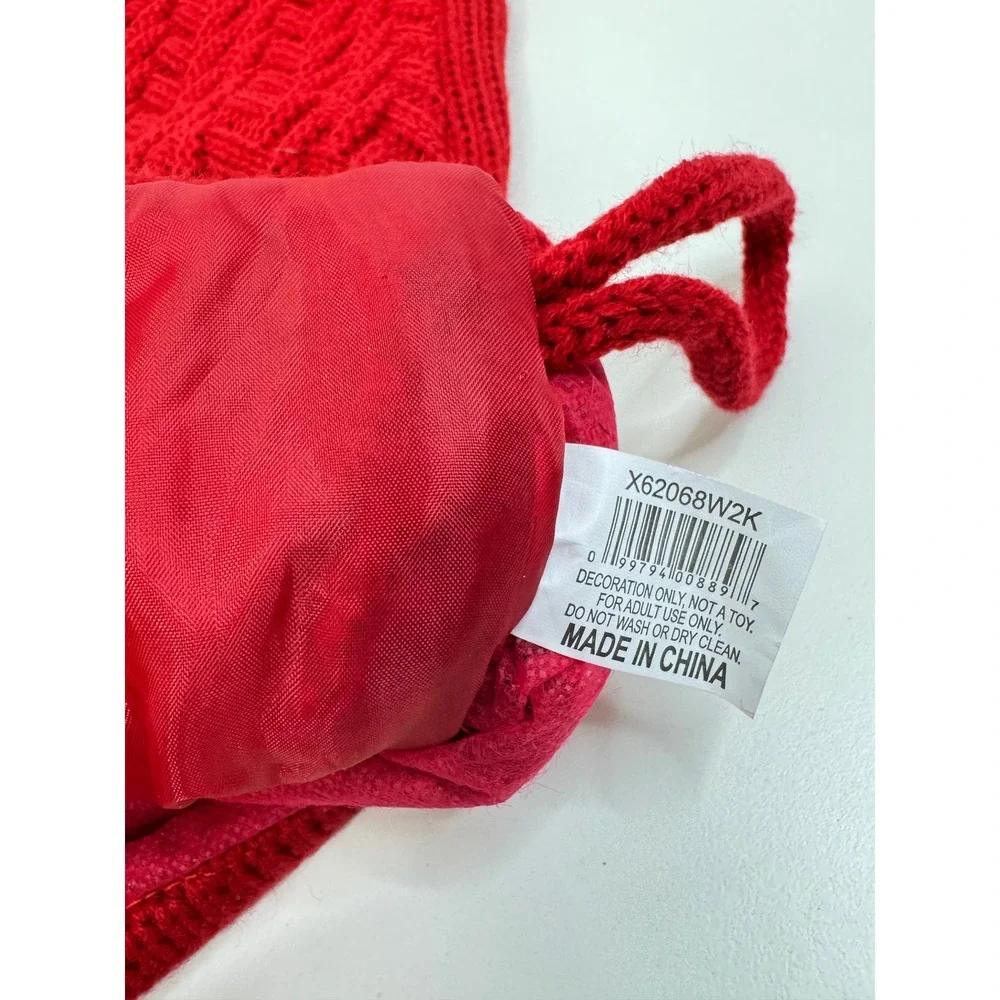 Holiday Time‎ Red Knit Christmas Stocking K Monogram 18